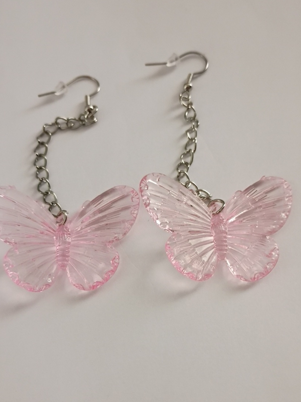 Pink Butterfly Chain Dangle Earrings